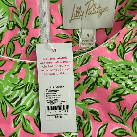Lilly Pulitzer Beckler Stretch Shift Dress Main Character Energy NWT Size 14 - Picture 12 of 14